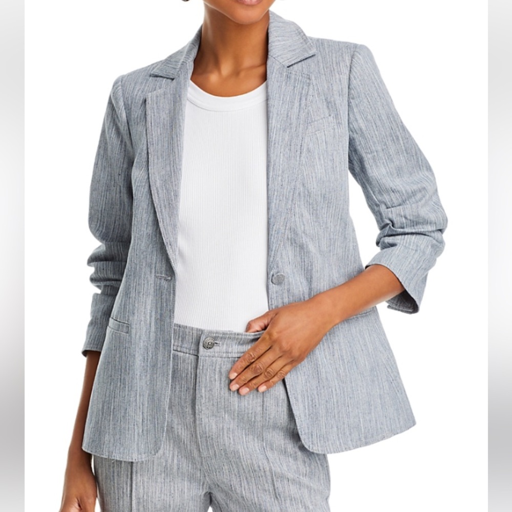 NEW CINQ À SEPT Khloe 3/4 Ruched Sleeve Blazer